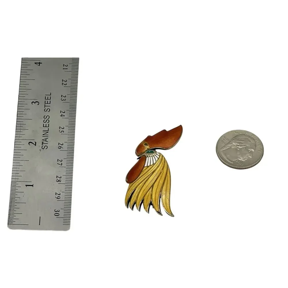 Vintage Ela Denmark 925 Enameled Rooster Brooch Signed (damage On Pin)